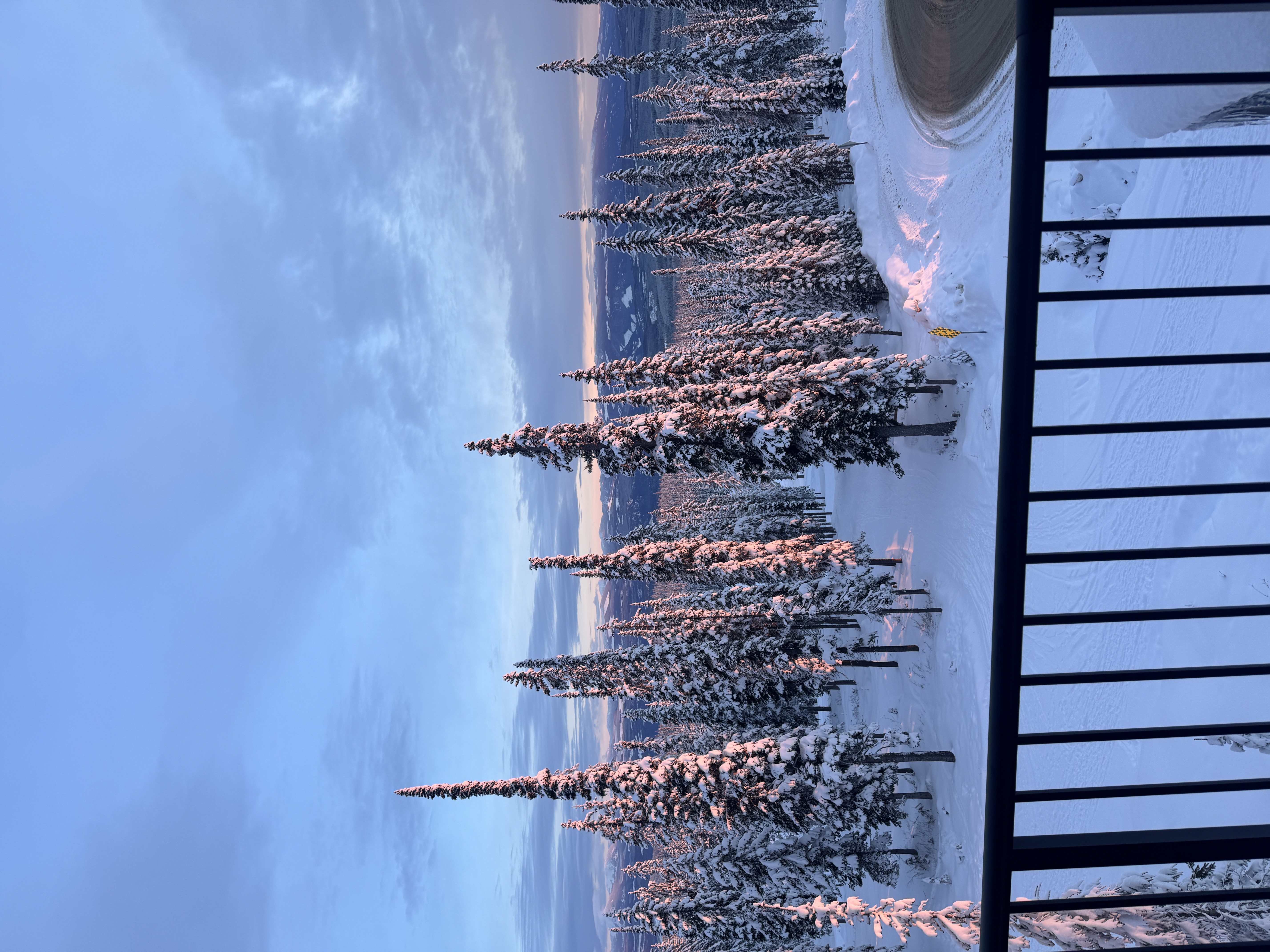 Sunset over the mountains from the deck